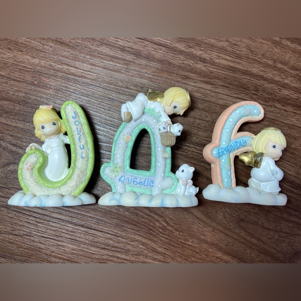 Enesco Precious Moments Lot 3 Joyful Angelic Friendly Angel Letters 2002 Chips